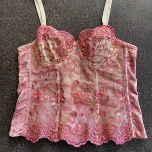Pink sequin corset top